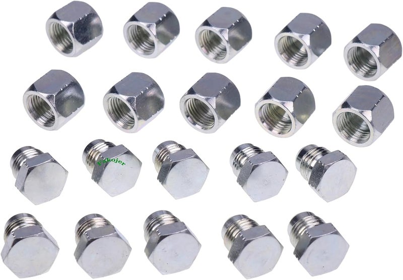 Fakojer 10 Pairs 3/8" # 6 JIC Cap 0304-C-06 & Plug 2408-06 9/16-18 Hydraulic Adapter Fitting - Image 4